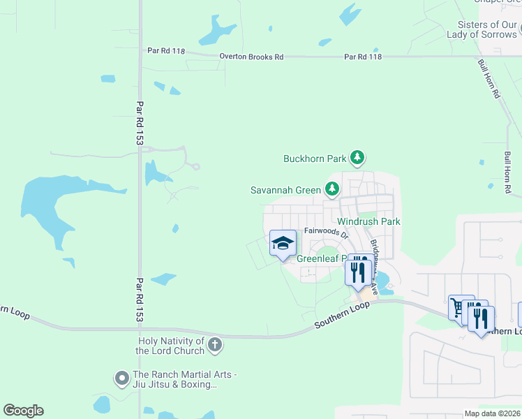 map of restaurants, bars, coffee shops, grocery stores, and more near 2143 Woodsong Lane in Shreveport