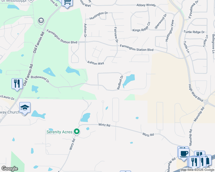 map of restaurants, bars, coffee shops, grocery stores, and more near 143 Bridlewood Drive in Brandon