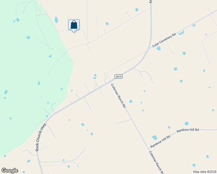 map of restaurants, bars, coffee shops, grocery stores, and more near 1851 Rock Church Highway in Tolar
