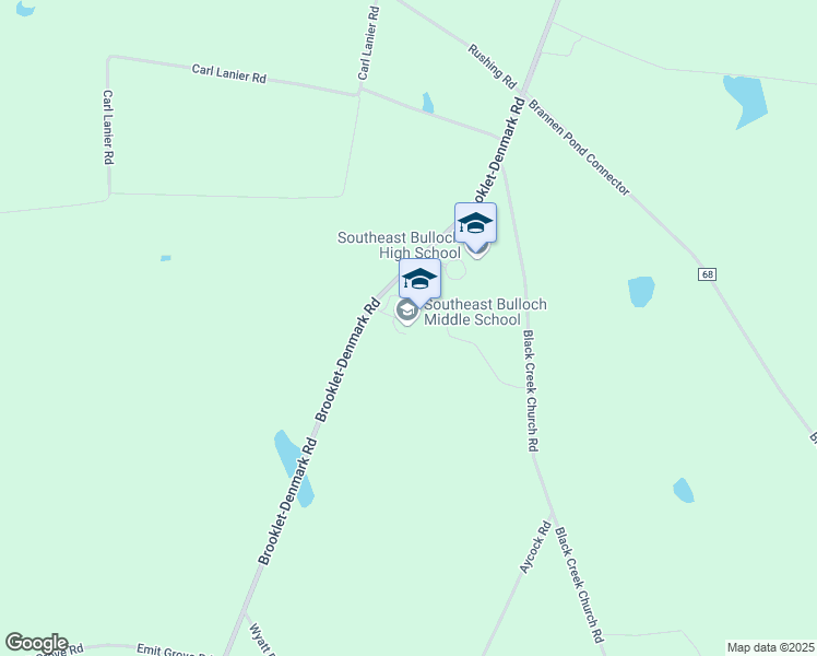 map of restaurants, bars, coffee shops, grocery stores, and more near 9124 Brooklet-Denmark Road in Brooklet