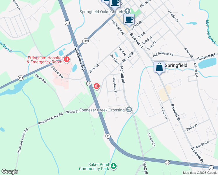 map of restaurants, bars, coffee shops, grocery stores, and more near 314 Chestnut Street in Springfield
