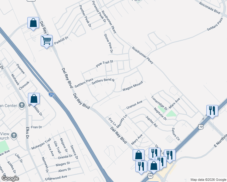 map of restaurants, bars, coffee shops, grocery stores, and more near 1999 Settlers Bend S in Las Cruces