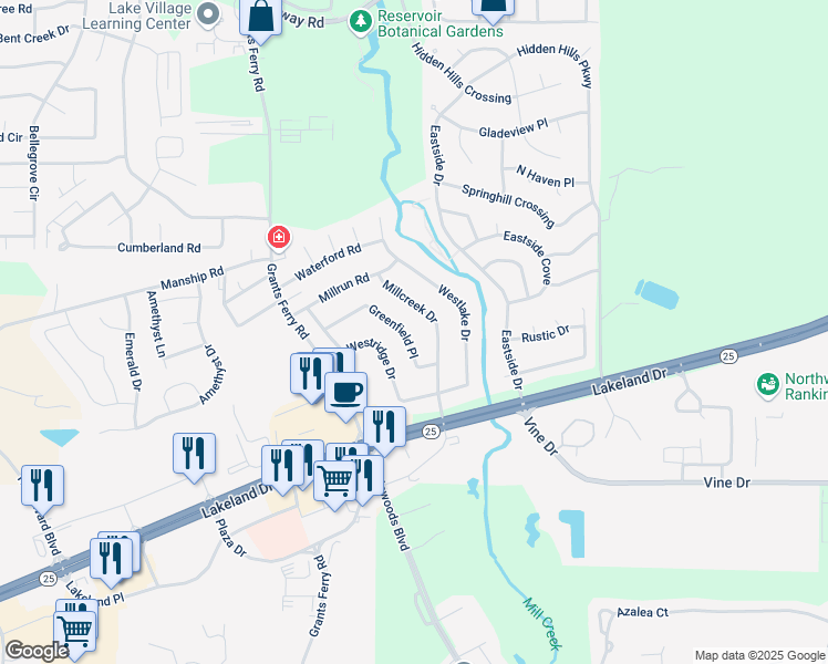 map of restaurants, bars, coffee shops, grocery stores, and more near 228 Greenfield Place in Brandon