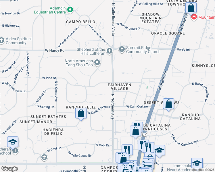map of restaurants, bars, coffee shops, grocery stores, and more near 634 West Cam Del Oro in Tucson