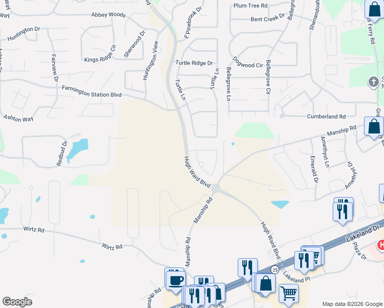 map of restaurants, bars, coffee shops, grocery stores, and more near 300 Deer Hollow in Brandon