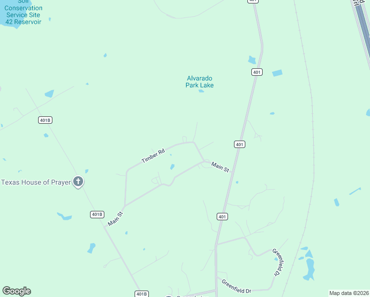 map of restaurants, bars, coffee shops, grocery stores, and more near 7209 Timber Road in Alvarado