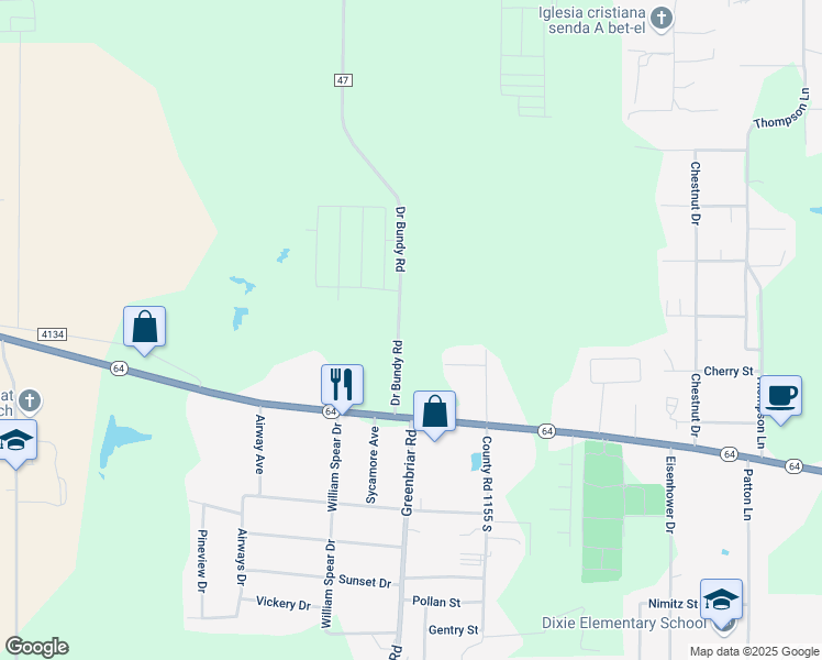 map of restaurants, bars, coffee shops, grocery stores, and more near 12562 State Highway 64 in Tyler