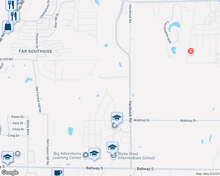 map of restaurants, bars, coffee shops, grocery stores, and more near 7225 Tuscany Drive in Abilene