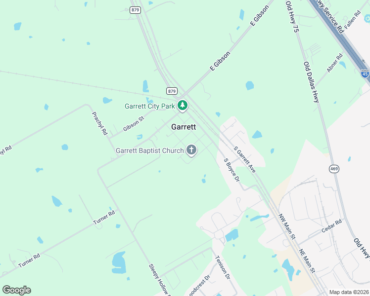 map of restaurants, bars, coffee shops, grocery stores, and more near 107 South Ferris Street in Ennis