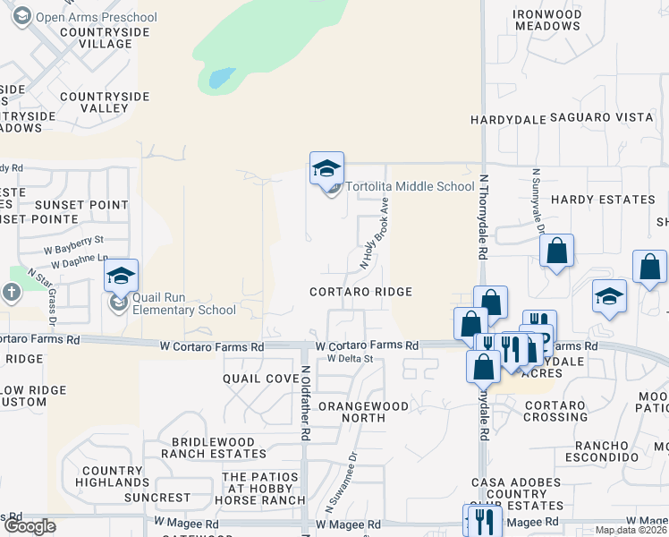 map of restaurants, bars, coffee shops, grocery stores, and more near 8580 North Delta Way in Tucson