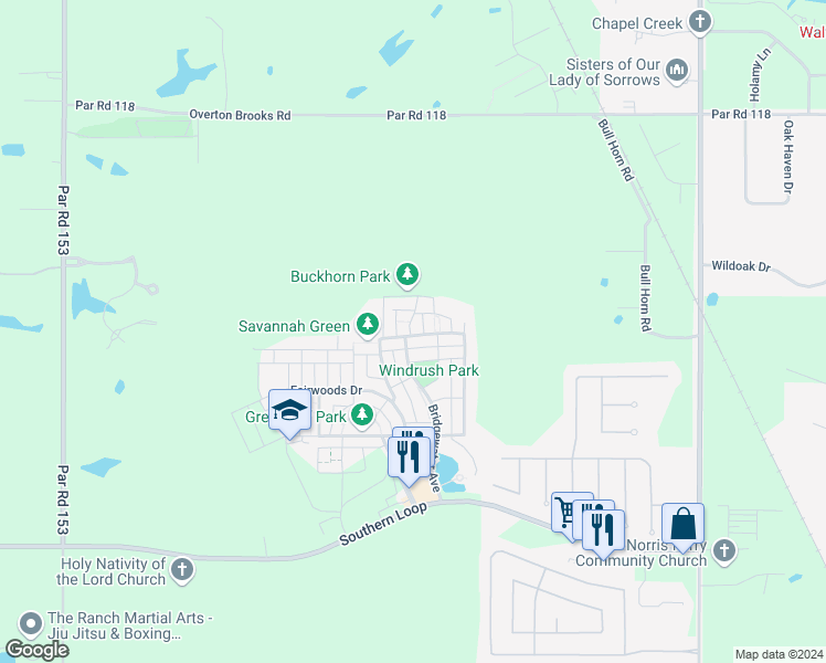 map of restaurants, bars, coffee shops, grocery stores, and more near 2103 Bridgewater Avenue in Shreveport