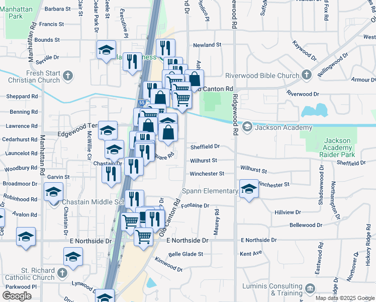map of restaurants, bars, coffee shops, grocery stores, and more near 8-9 Lefleurs Square in Jackson