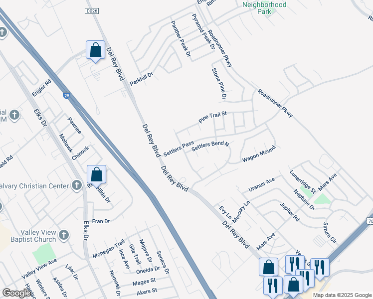 map of restaurants, bars, coffee shops, grocery stores, and more near 1905 Settlers Bend North in Las Cruces