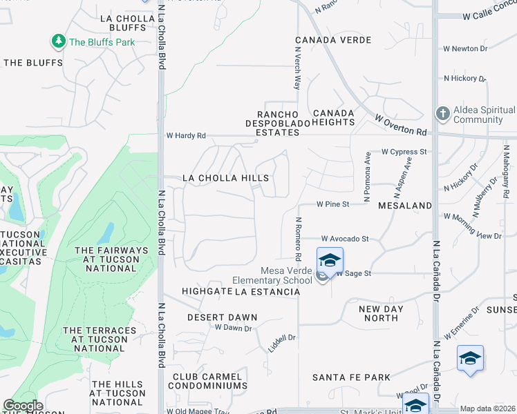 map of restaurants, bars, coffee shops, grocery stores, and more near 1688 West Dalehaven Circle in Tucson
