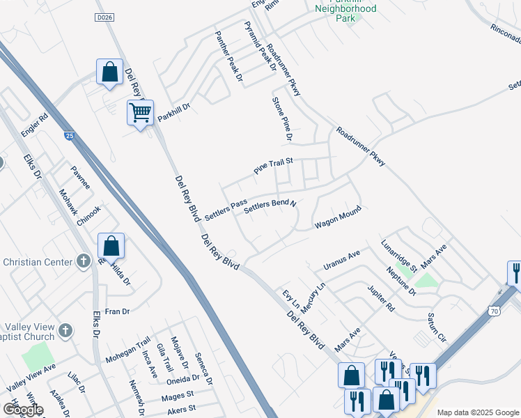 map of restaurants, bars, coffee shops, grocery stores, and more near 3945 Suncreek Court in Las Cruces