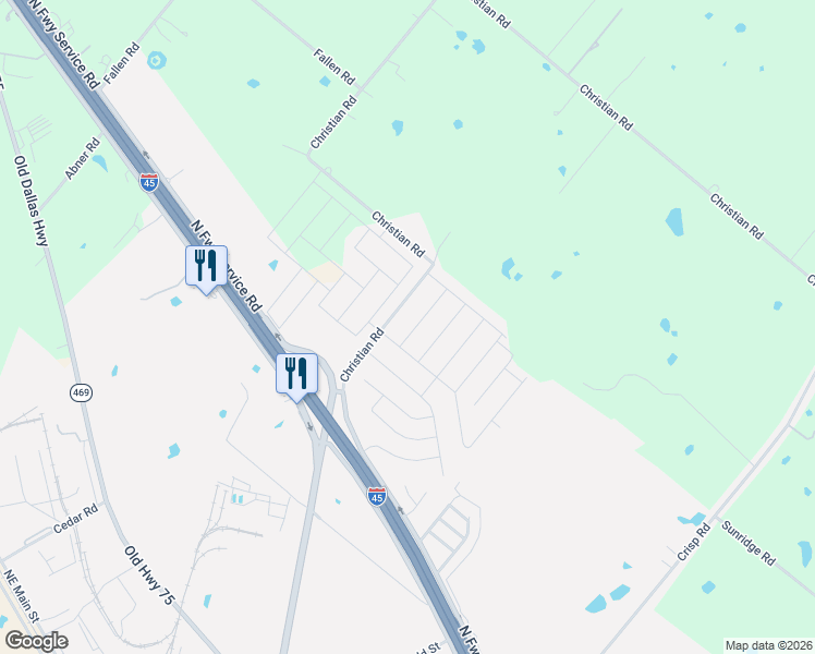 map of restaurants, bars, coffee shops, grocery stores, and more near 1508 Blue Jay Drive in Ennis