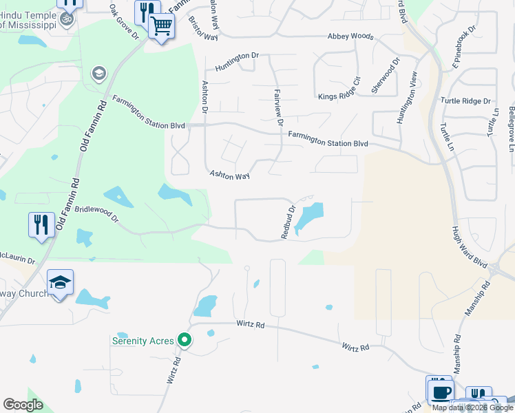 map of restaurants, bars, coffee shops, grocery stores, and more near 118 Poplar Ridge Drive in Brandon