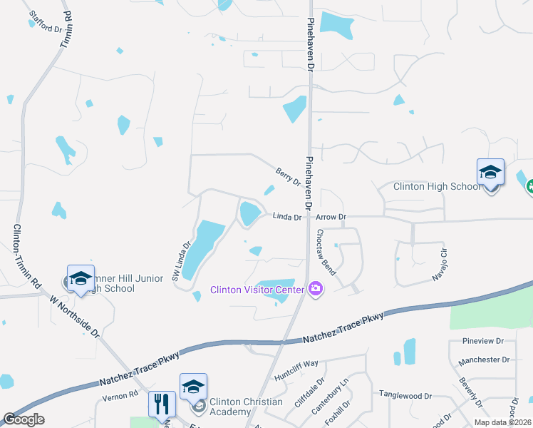 map of restaurants, bars, coffee shops, grocery stores, and more near 211 Linda Drive Southeast in Clinton
