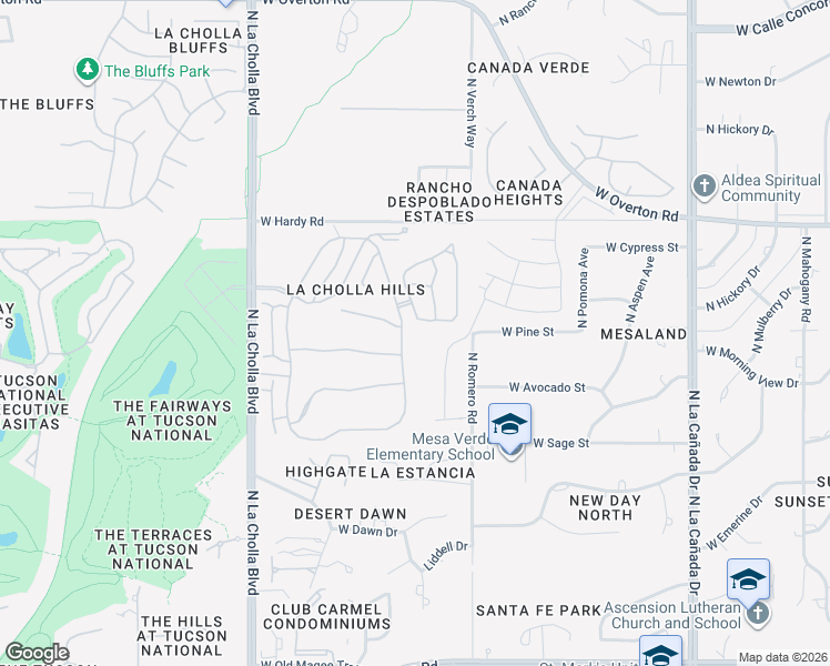 map of restaurants, bars, coffee shops, grocery stores, and more near 1688 West Dalehaven Circle in Tucson