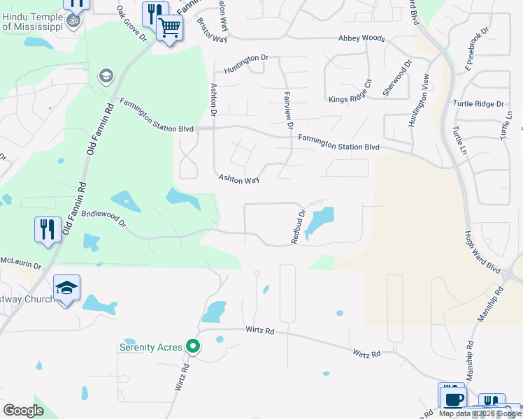 map of restaurants, bars, coffee shops, grocery stores, and more near 118 Poplar Ridge Drive in Brandon