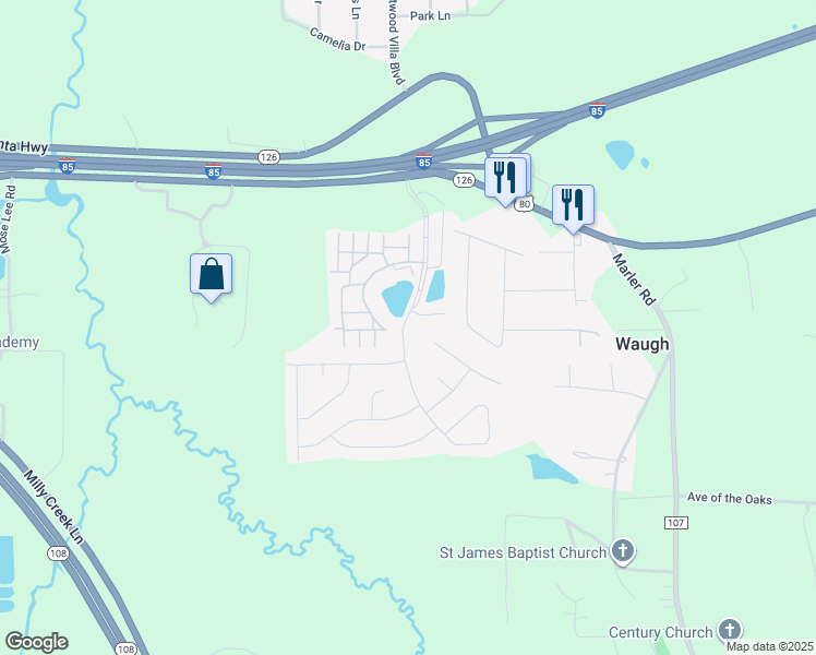 map of restaurants, bars, coffee shops, grocery stores, and more near 399 Stone Park Boulevard in Pike Road