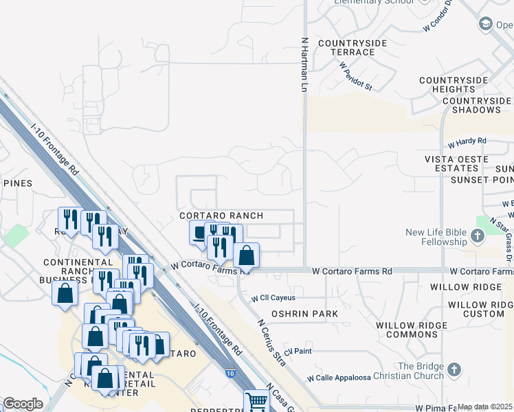 map of restaurants, bars, coffee shops, grocery stores, and more near 5578 Shady Grove Drive in Tucson