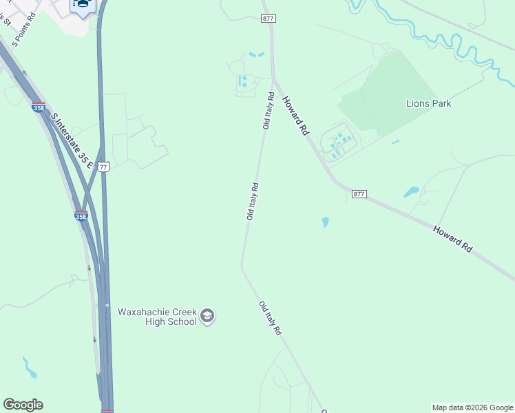 map of restaurants, bars, coffee shops, grocery stores, and more near 2391 Old Italy Road in Waxahachie