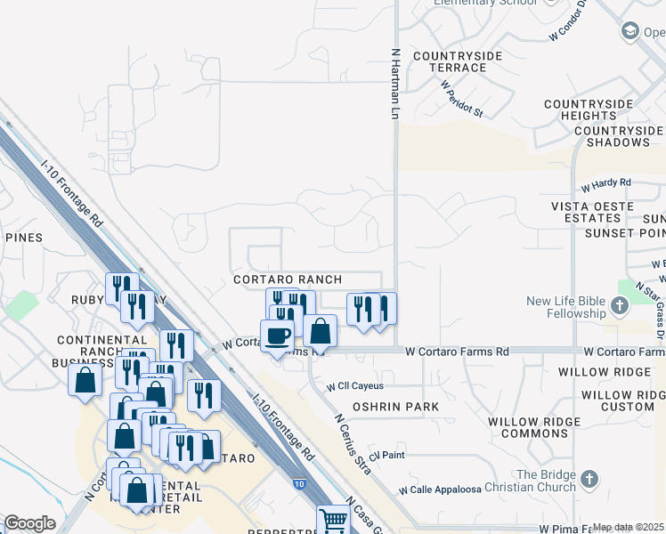 map of restaurants, bars, coffee shops, grocery stores, and more near 5578 Shady Grove Drive in Tucson
