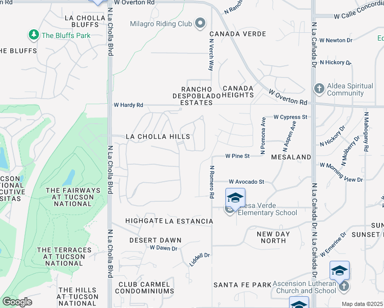 map of restaurants, bars, coffee shops, grocery stores, and more near 1688 W Dalehaven Cir in Tucson