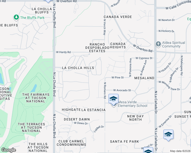 map of restaurants, bars, coffee shops, grocery stores, and more near 1688 West Dalehaven Circle in Tucson