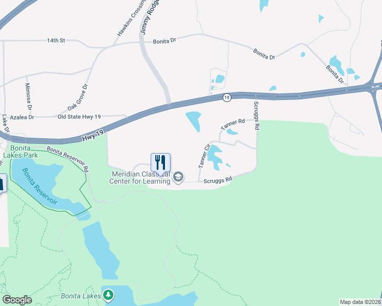 map of restaurants, bars, coffee shops, grocery stores, and more near 583 Tanner Circle in Meridian
