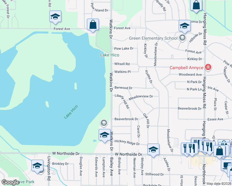 map of restaurants, bars, coffee shops, grocery stores, and more near 4431 Liberty Hill Road in Jackson