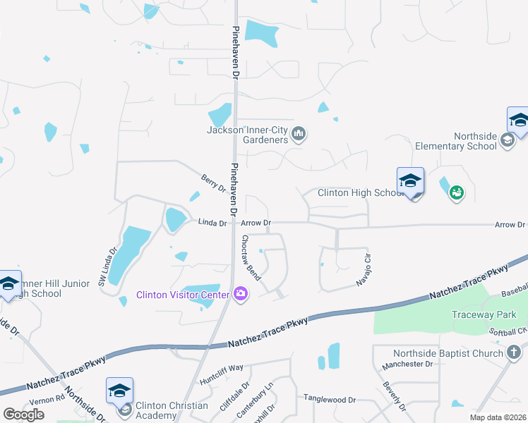 map of restaurants, bars, coffee shops, grocery stores, and more near 101-147 Arrow Drive in Clinton