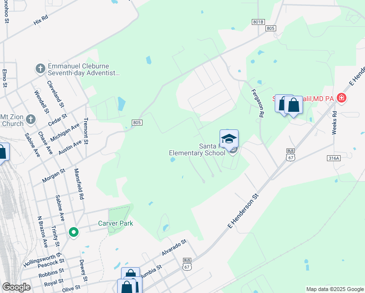map of restaurants, bars, coffee shops, grocery stores, and more near 501 Gardega Road in Cleburne