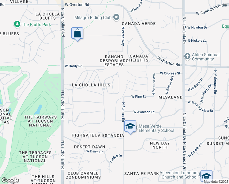 map of restaurants, bars, coffee shops, grocery stores, and more near 1688 West Dalehaven Circle in Tucson