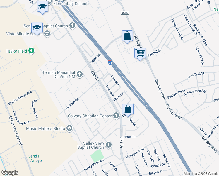 map of restaurants, bars, coffee shops, grocery stores, and more near 111 Mohawk in Las Cruces