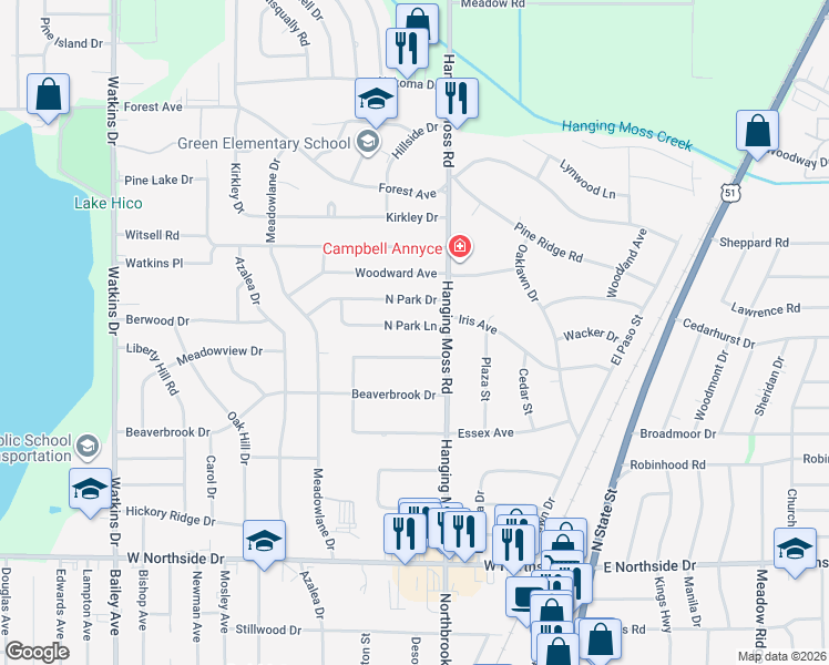 map of restaurants, bars, coffee shops, grocery stores, and more near 474 Hanging Moss Circle in Jackson