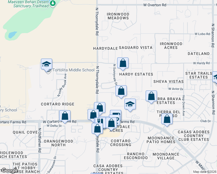 map of restaurants, bars, coffee shops, grocery stores, and more near 3698 West Sunbright Drive in Tucson