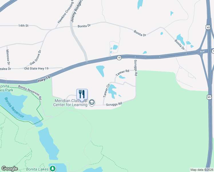map of restaurants, bars, coffee shops, grocery stores, and more near 583 Tanner Circle in Meridian