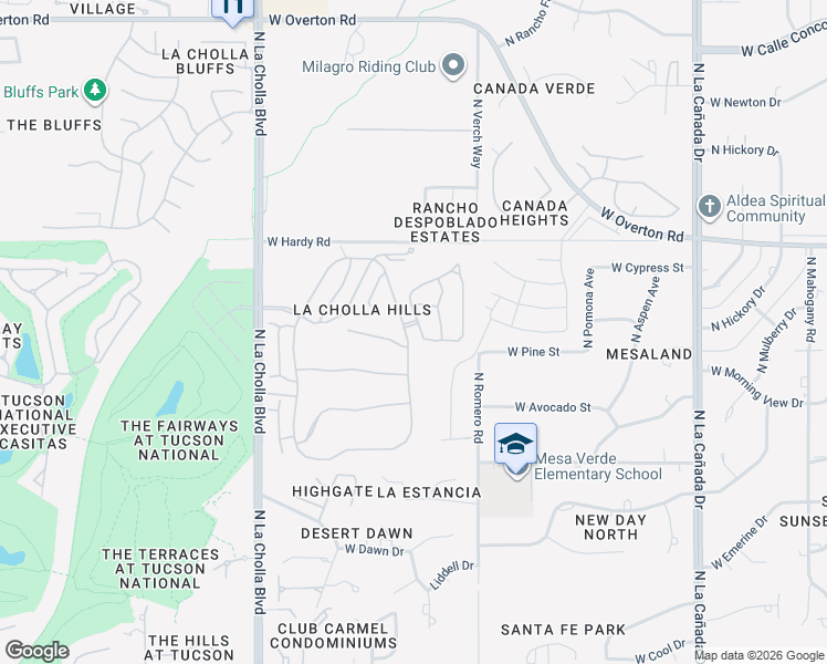 map of restaurants, bars, coffee shops, grocery stores, and more near 8679 North Little Oak Lane in Tucson