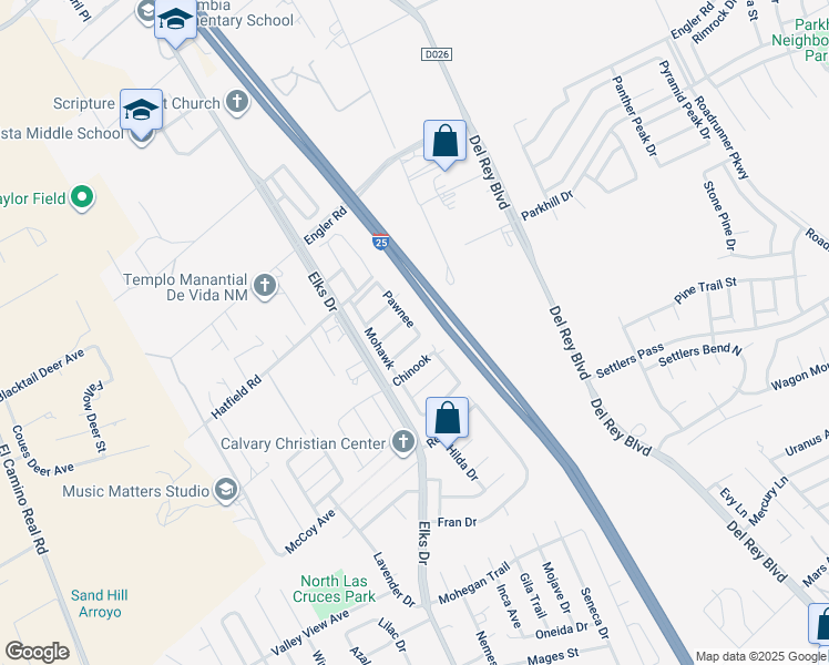 map of restaurants, bars, coffee shops, grocery stores, and more near 235 Mojave in Las Cruces