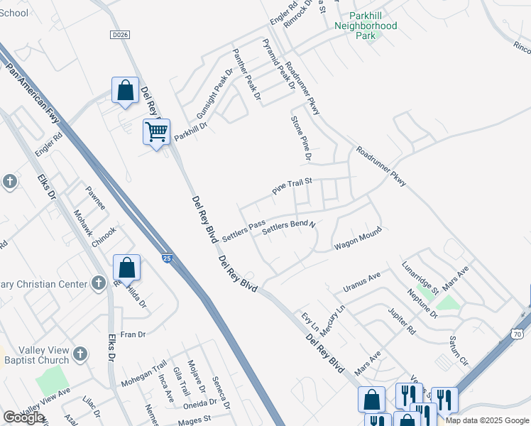 map of restaurants, bars, coffee shops, grocery stores, and more near 4030 Scot Pine Place in Las Cruces
