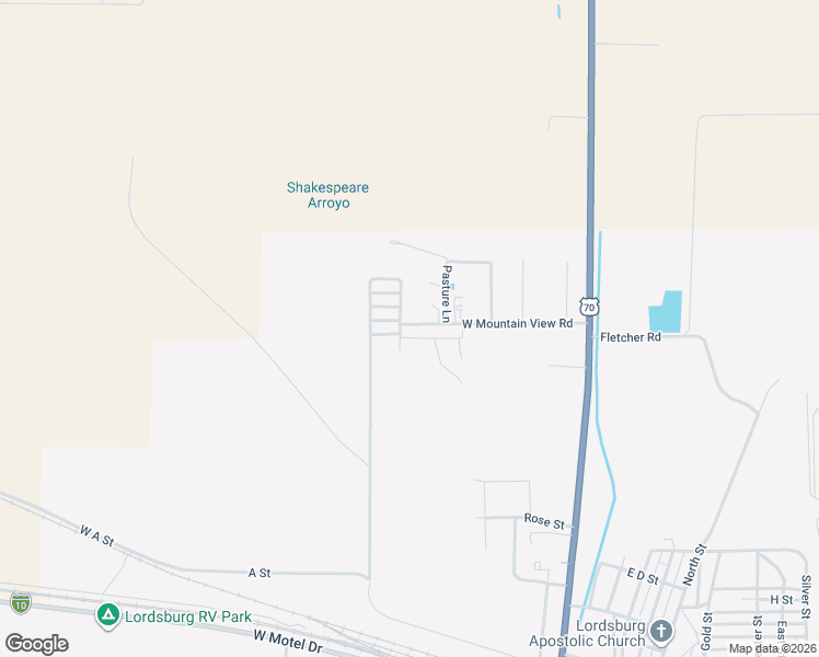 map of restaurants, bars, coffee shops, grocery stores, and more near 221 West Mountain View Road in Lordsburg