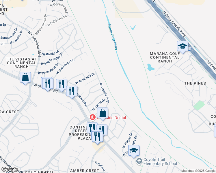 map of restaurants, bars, coffee shops, grocery stores, and more near The Loop in Tucson