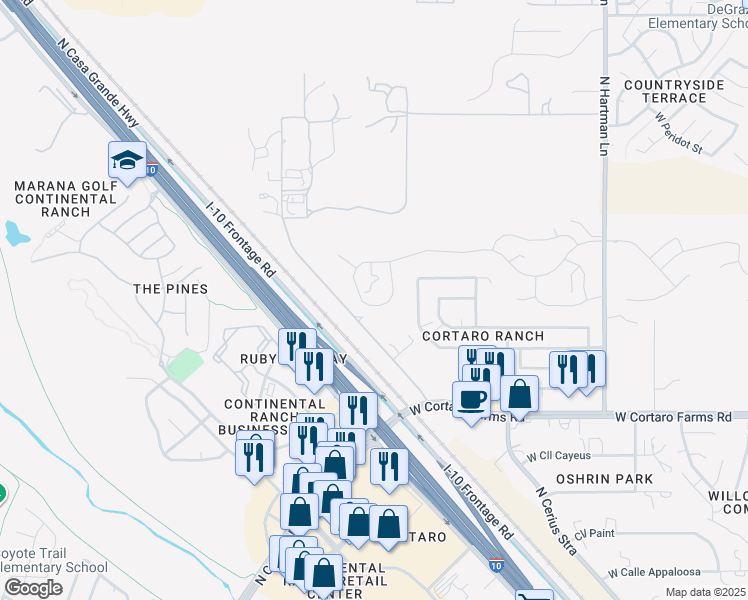 map of restaurants, bars, coffee shops, grocery stores, and more near 5914 Interstate 10 Frontage Road in Tucson