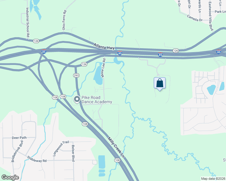 map of restaurants, bars, coffee shops, grocery stores, and more near 235 Mose Lee Road in Pike Road