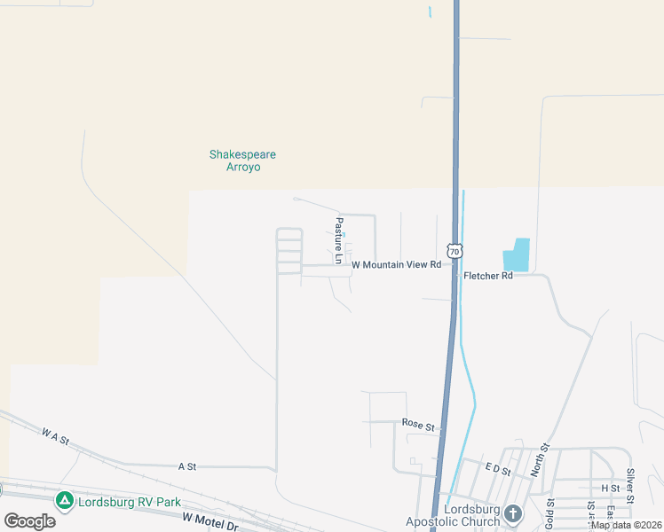 map of restaurants, bars, coffee shops, grocery stores, and more near 221 West Mountain View Road in Lordsburg