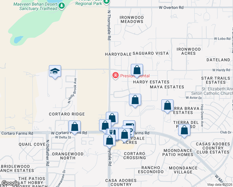 map of restaurants, bars, coffee shops, grocery stores, and more near 3768 West Sunbright Drive in Tucson