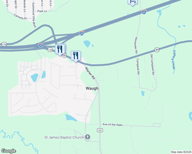 map of restaurants, bars, coffee shops, grocery stores, and more near 197 Marler Road in Pike Road