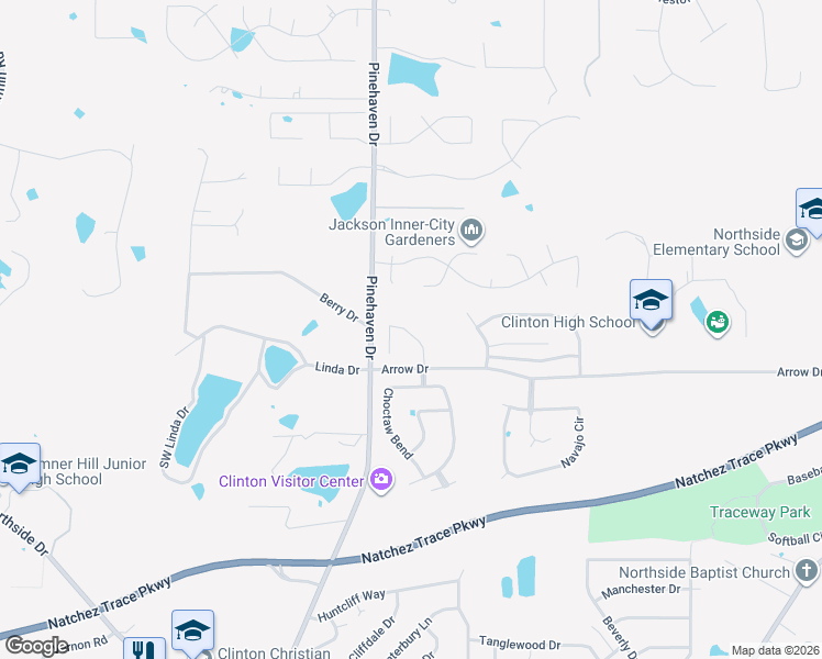 map of restaurants, bars, coffee shops, grocery stores, and more near 109 Brook Glade in Clinton